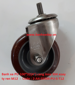 banh-xe-day-pu-100x32-cang-inox-304-truc-ren-xoay